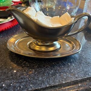 Juliska Pewter Gravy Boat with Saucer